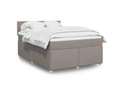 Cama Box Spring Con Colchón Tela Gris Taupe 160x200 Cm
