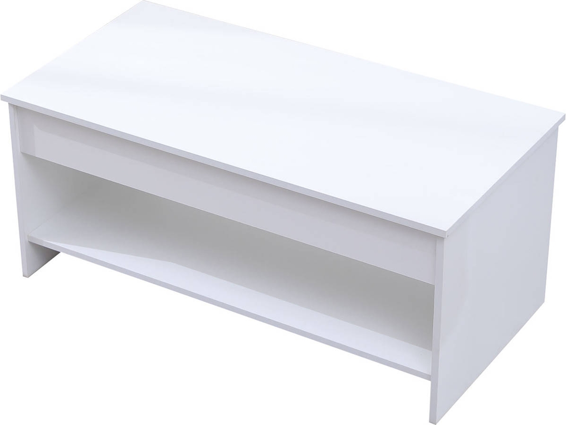 Mesa De Centro Con Tapa Elevable Blanca Hedda