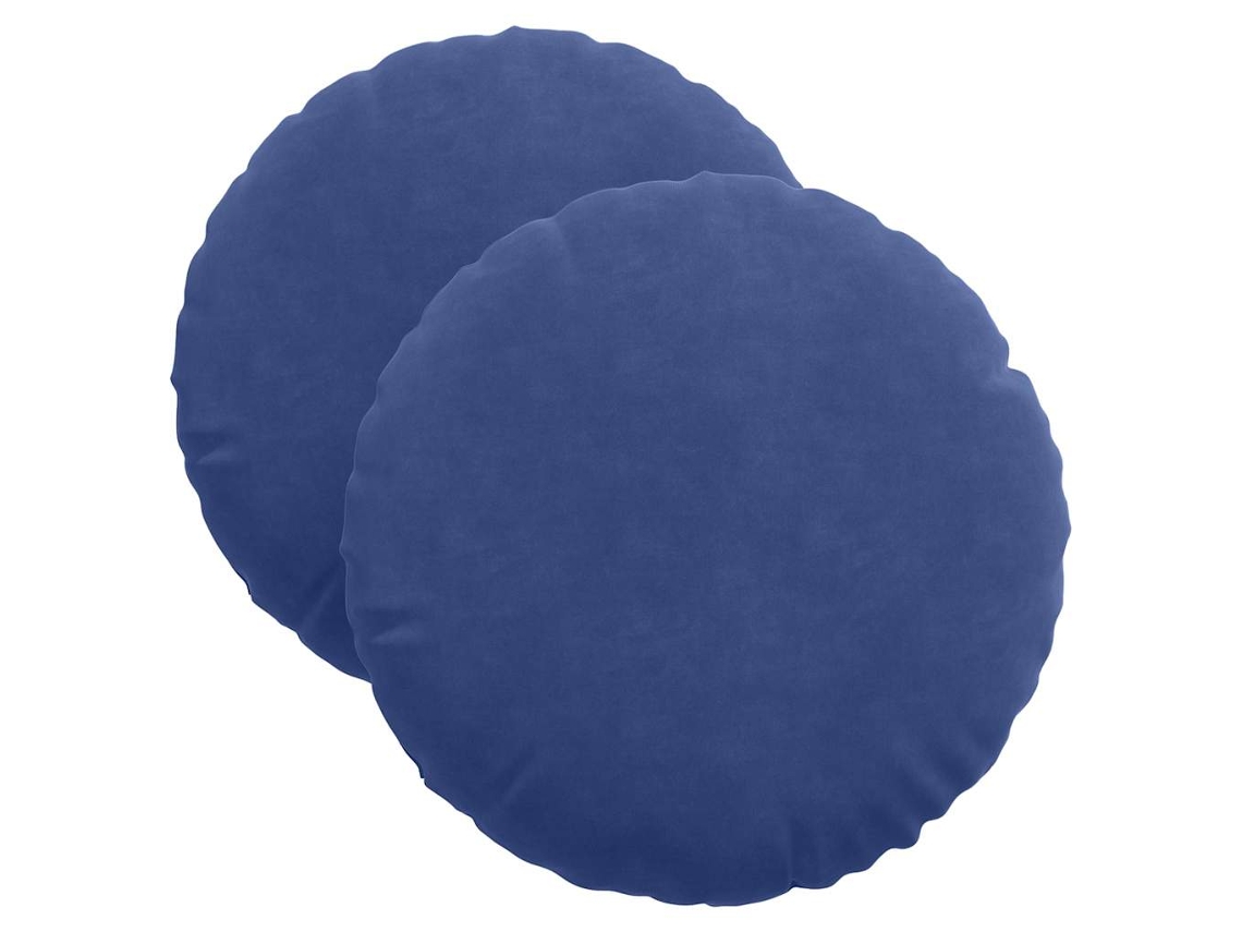 Cojines para asiento, 2 unidades, color azul policía, Ø 40 x 13 cm, terciopelo, HARLANV1