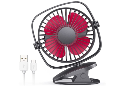 Ventiladores de refrigeración Mini ventilador de mesa personal con batería recargable USB y rotación de 360 grados, color negro BISBISOUS