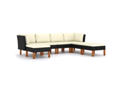 Maison Exclusive - Set De Muebles De Jardín 7 Pzas Y Cojines Ratán Sintético Negro