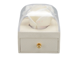 Caja para anillos de terciopelo rosa para compromiso/boda - Blanca