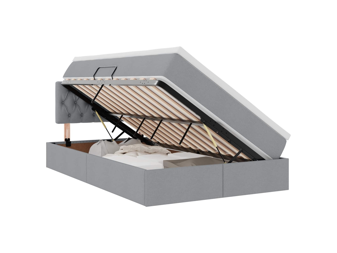 Syfax™ Cama Con Almacenamiento Y Colchón Gris Claro 120 X 190 Cm