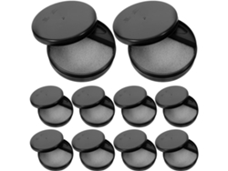 Juego De 10 Tinteros Redondos De Plástico Negro Con Tapa Para Caligrafía Tradicional China.
