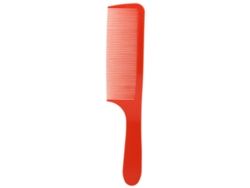 Pente de plástico com dentes finos e curvados para desembaraçar cabelos, ideal para cabeleireiros, barbearias e uso doméstico (vermelho)