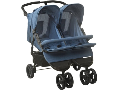 vidaXL Carrito para gemelos de acero azul marino