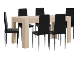 Mesa Extensible de Comedor o Cocina Cambria 6 Sillas en Polipiel/metal Negro SALDOSYSTOCKS