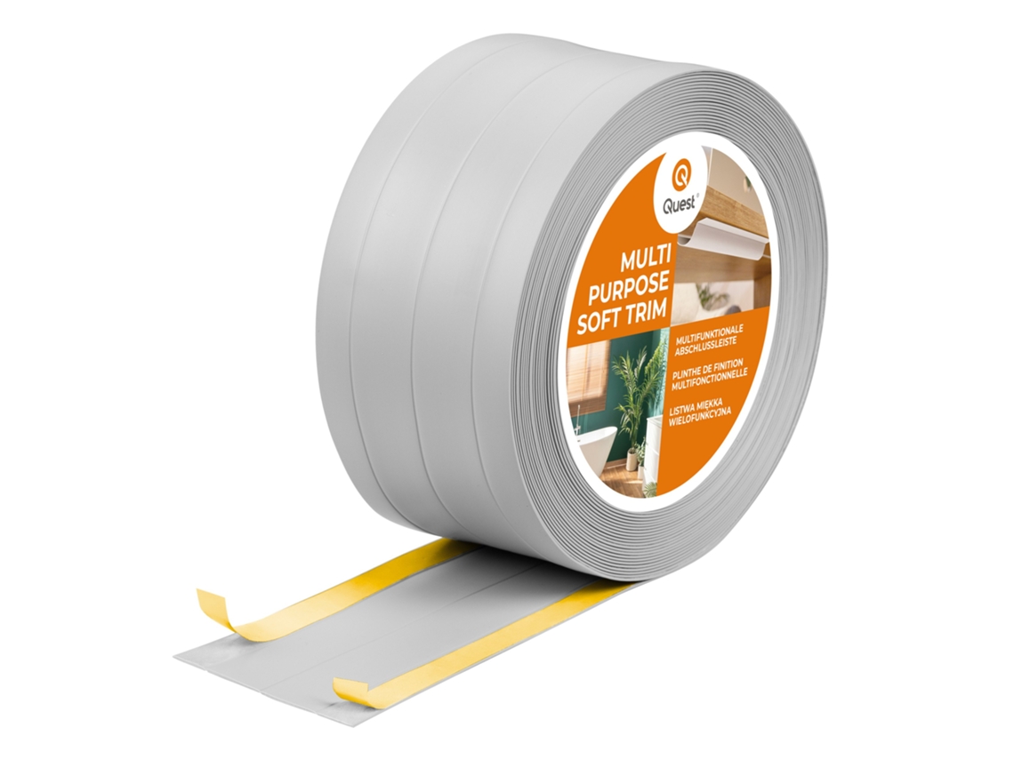 Zócalo de PVC W3 4 en 1, 1 x 120 mm, 25 m, autoadhesivo, para cubrir suelos y paredes, flexible, color Grigio Quest