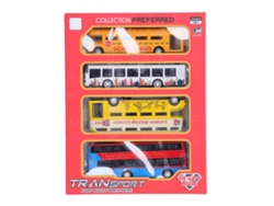 Walshlxq-set De 4 Autos De Autobús De Aleación, Juguetes De Vehículos De Tracción Hacia Atrás, Educativos Para Niños