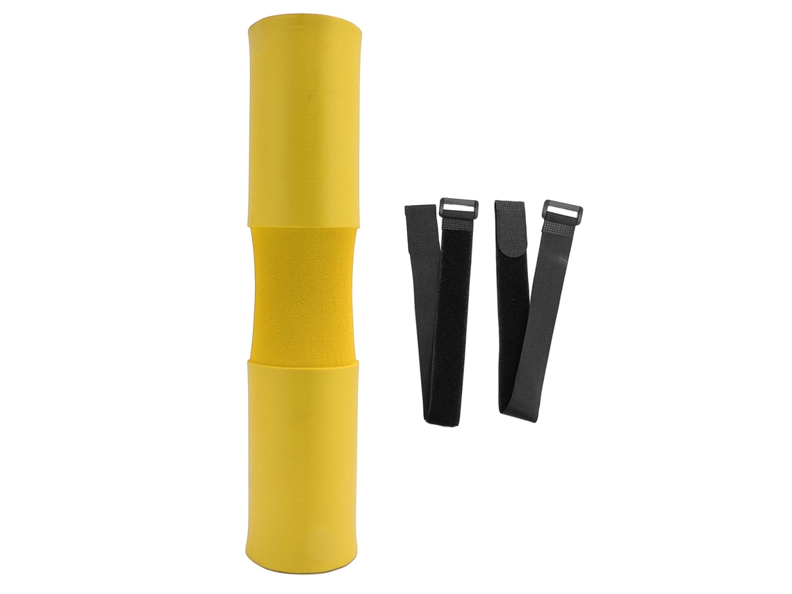 Protetor De Ombro E Pescoço Para Agachamento E Hip Thrust Com Espuma Nbr Ajustável Para Barras 25mm-35mm Amarelo