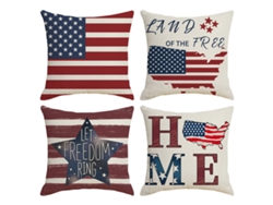 Juego De 4 Fundas De Almohada Decorativas Con Temática De Camiones Rojos Y Azules