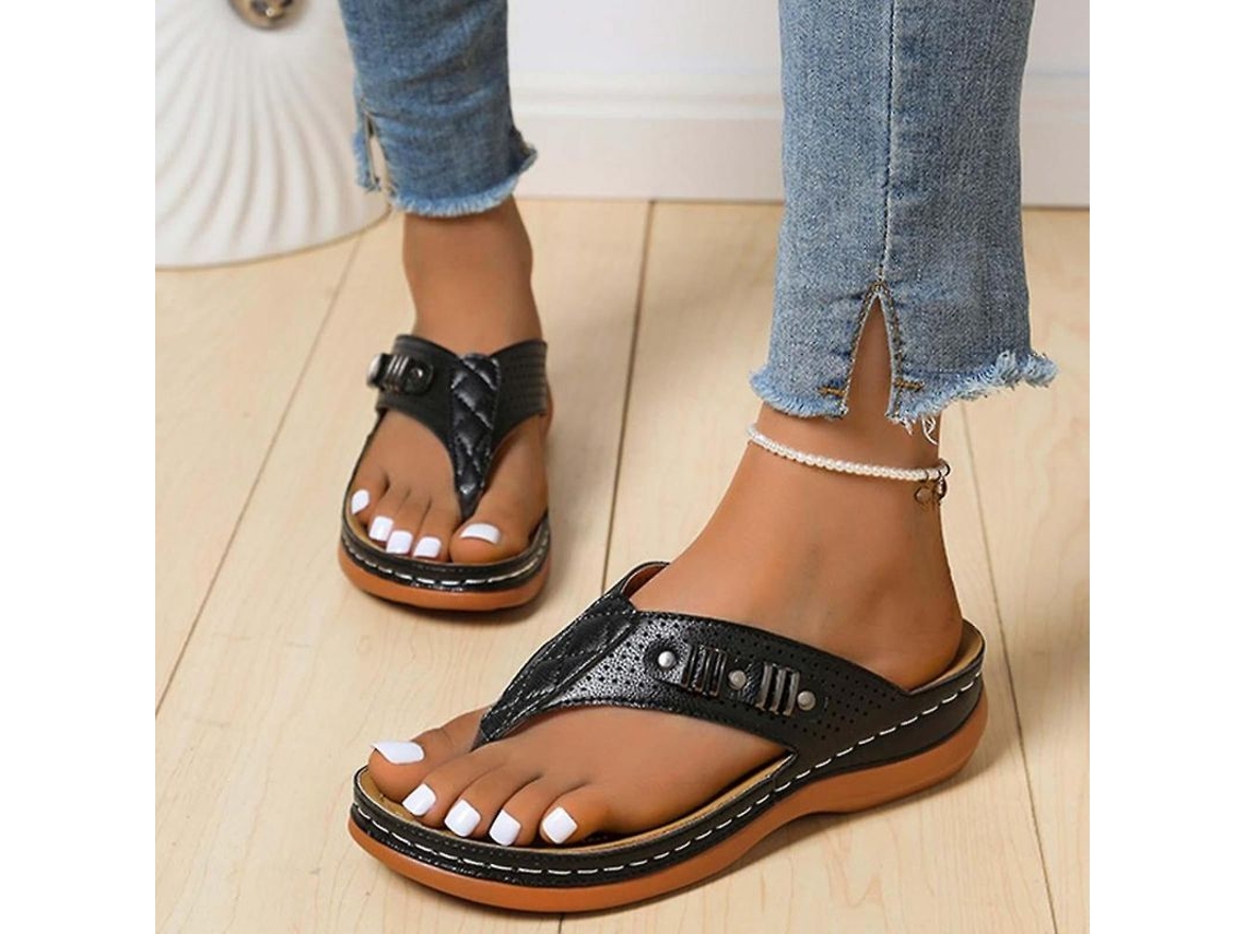 Sandalias Ortopédicas Para Mujer Con Tacón Ancho, Chanclas Cómodas, Suela Ergonómica, Para Playa Y Exteriores.