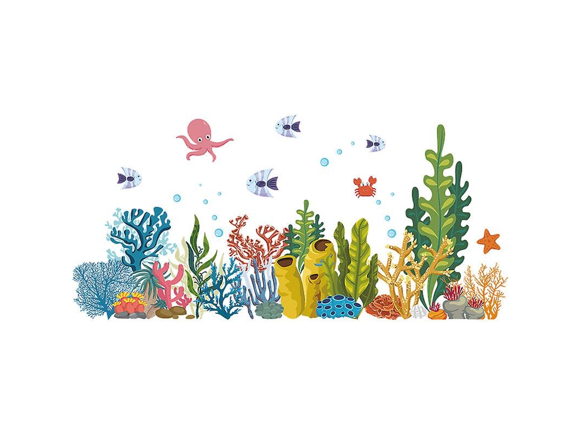 Rebe-stickers De Pared De Peces Y Animales Marinos Creativos Para Decorar Dormitorio, Salón Y Cocina