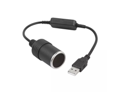 Adaptador convertidor USB de 5 V a 12 V para encendedor de cigarrillos - Negro | Orysin (macho)
