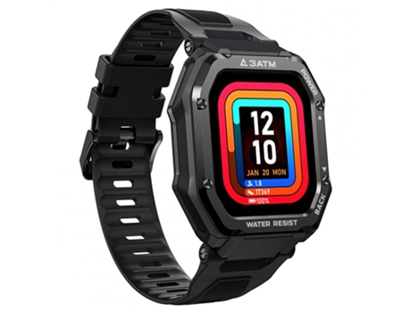 Smartwatch Rock Rugged Men con pantalla a color Monitor de oxígeno en sangre las 24 horas Impermeable Fitness al aire libre Negro