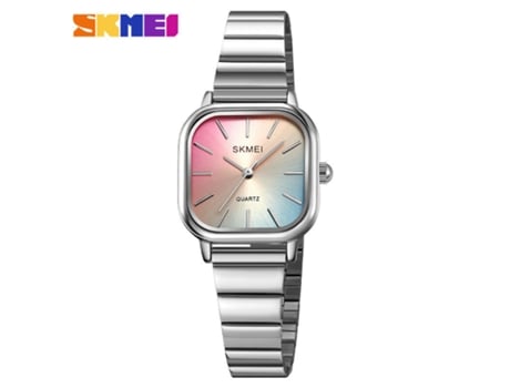 Reloj de pulsera de cuarzo de acero inoxidable, reloj cuadrado de moda impermeable para mujer, plateado LUUCOZK