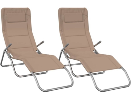 Conjunto 2 Tumbona plegable VIDAXL textilene acero con recubrimiento taupe