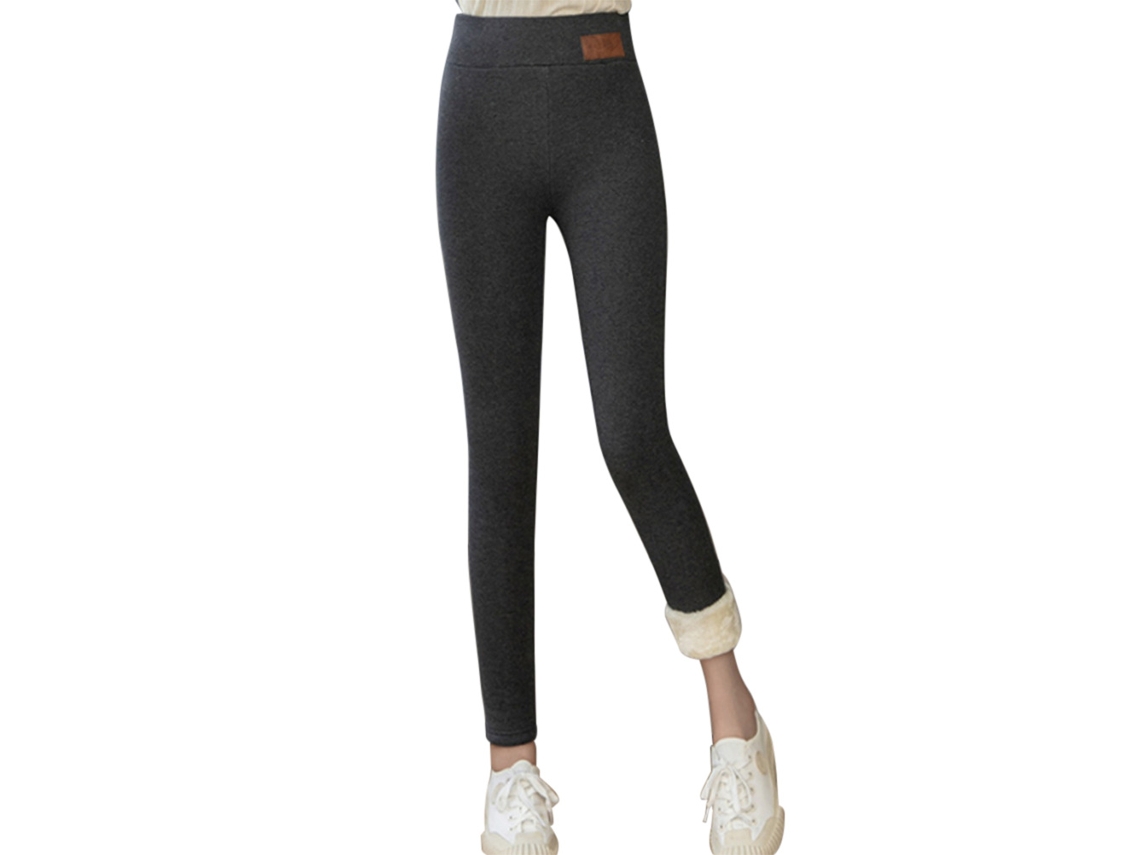 Calças legging femininas 2026rebe-pantalones em lã cashmere super grossa, cintura alta, para o inverno.
