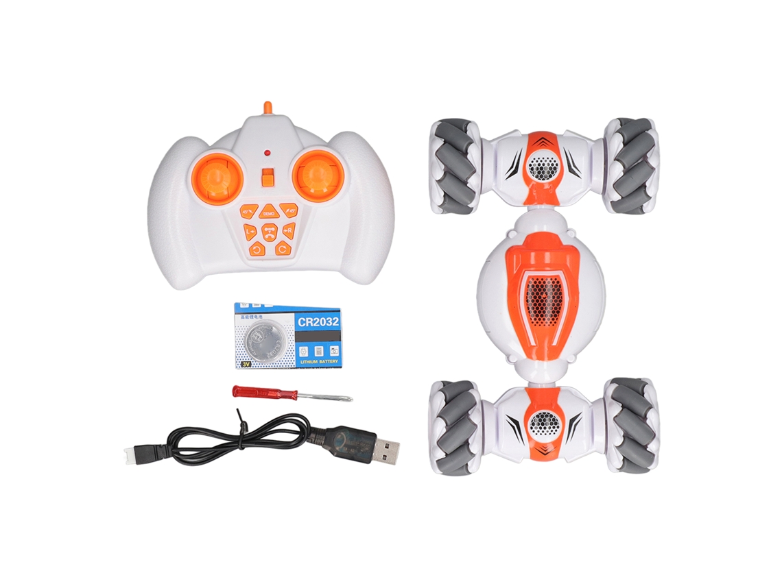 Carro De Stunts Rc Derrapagem Com Luzes Carregável Usb 360° Rotação Dupla Off Road