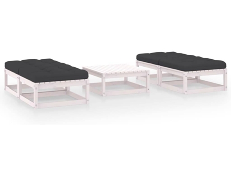 Conjunto 5 de muebles de jardín VIDAXL y cojines madera pino maciza