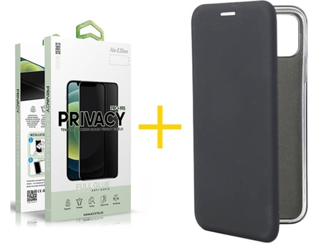 Kit Funda + Protector de Pantalla Apple iPhone 11 SKYHE Flip Cover 0906 Negro