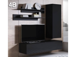 Conjunto de Muebles de TV MÓVEIS BONITOS Luke 2 (Negro - 160x40x166 cm)