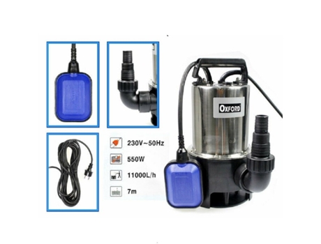 Bomba Sumergible 550W para Agua Sucia Clara Con Flotador Inmersion 11000L/H Tradeox
