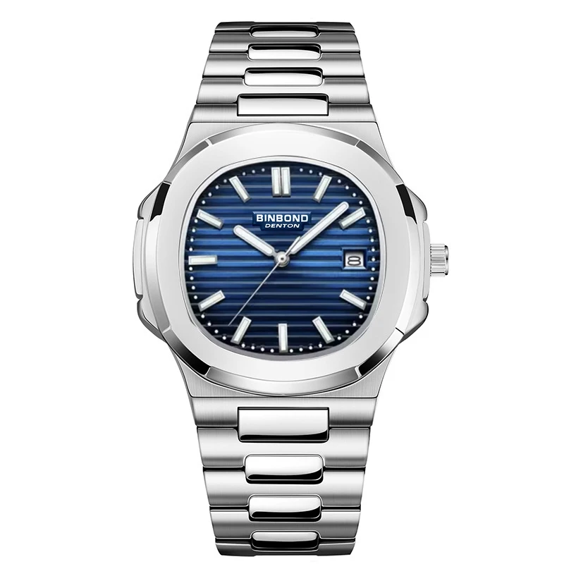 Reloj De Cuarzo De Lujo Para Hombre (azul Plateado), Resistente Al Agua, Con Indicador De Fecha, Ideal Para Negocios.