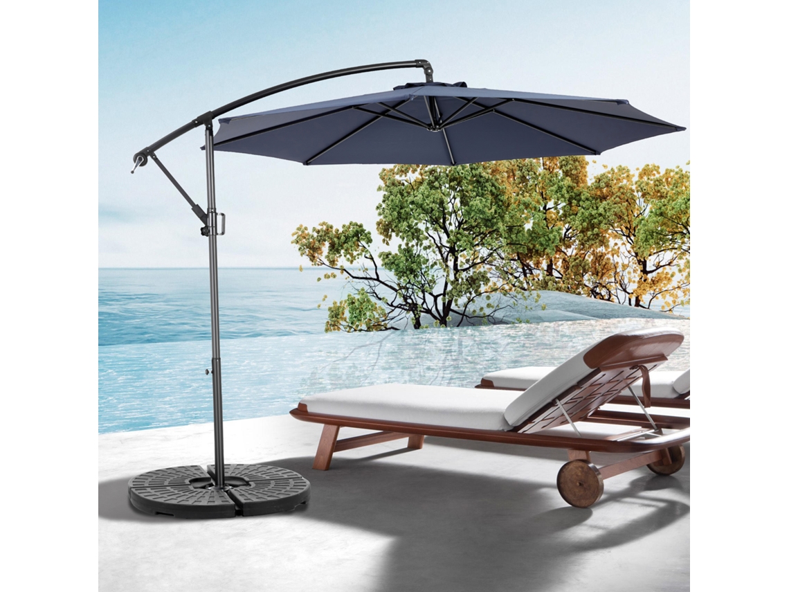 Sombrilla Rectangular Grande De 4,5 M Con Doble Cara Y Manivela (azul Marino) (sin Base)