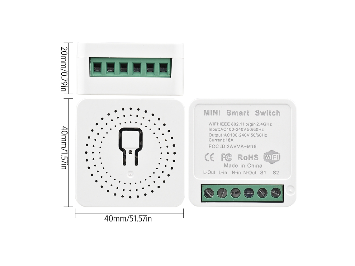 Módulo De Interruptor Wifi Inteligente De 16 A, Disyuntor Inteligente, Control Por Voz Mediante Aplicación, Temporizador, Domótica, Bricolaje.