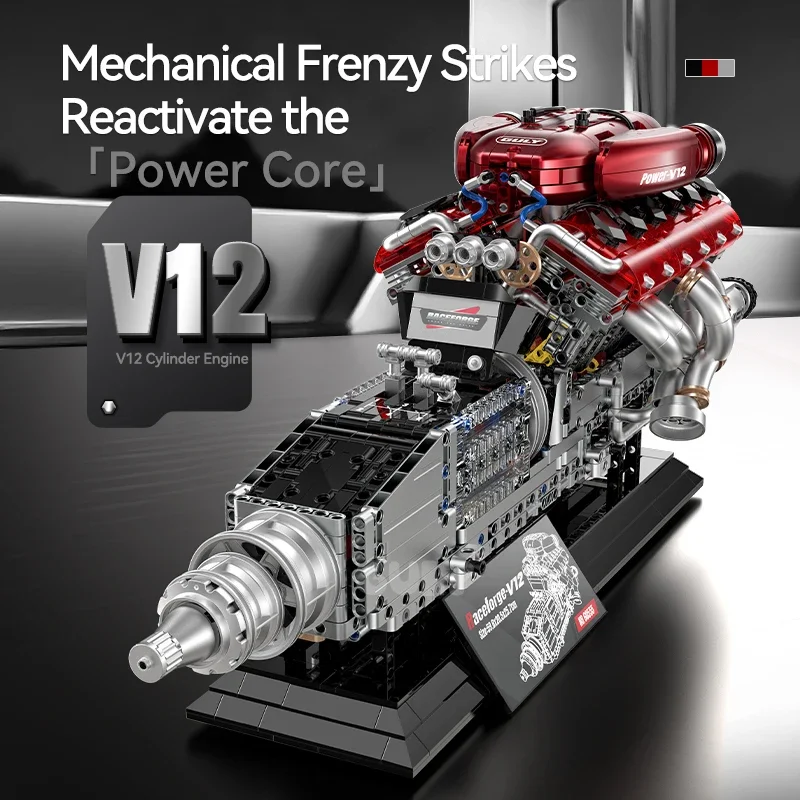 Modelo De Motor V12 Técnico De 2378 Piezas