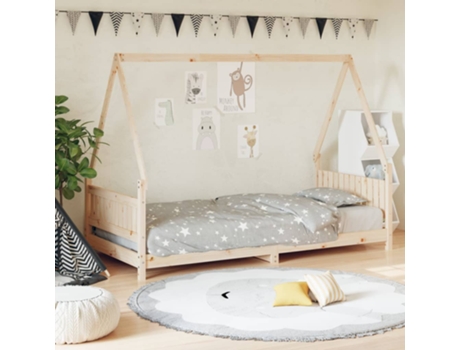 Estructura De Cama Infantil VIDAXL Marrón Madera (90x200 cm)