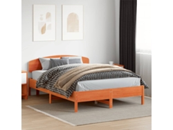 Cama Sin Colchón Madera Maciza Pino Marrón Cera 150x200 Cm