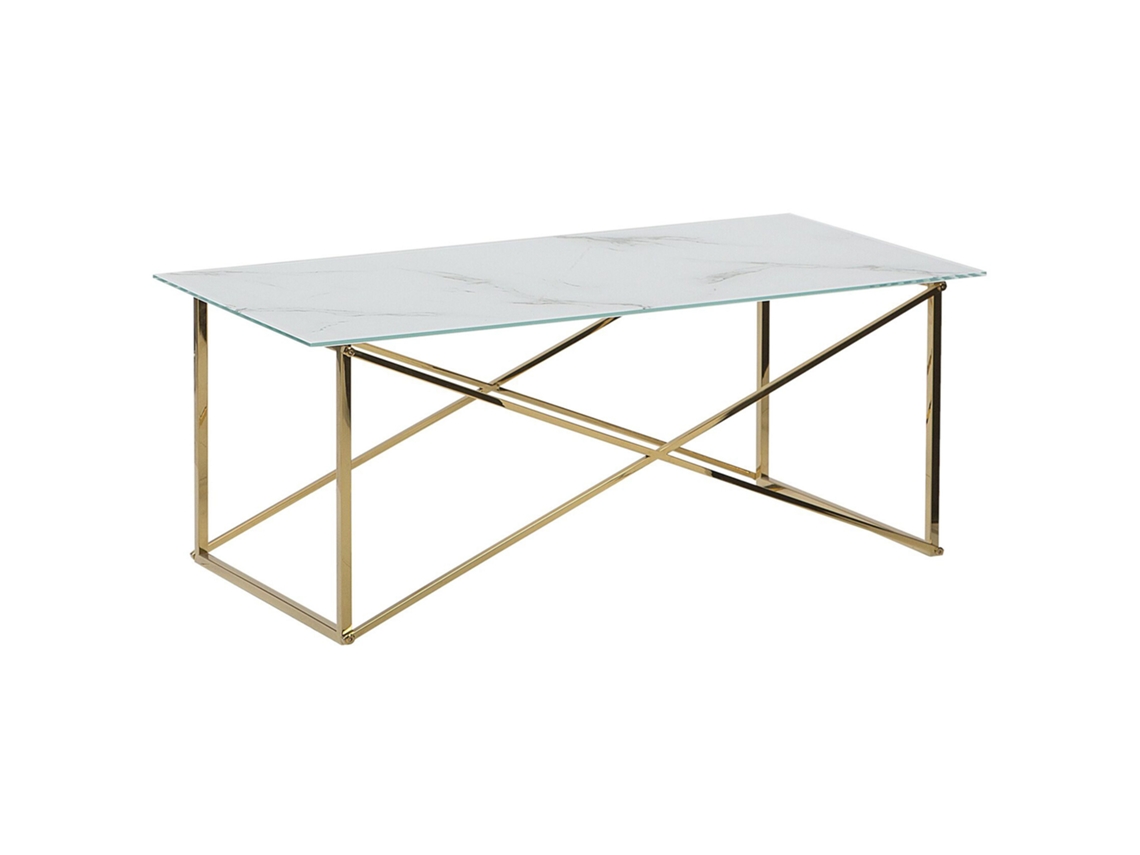 Mesa auxiliar BELIANI Emporia de Vidrio templado Blanco 50x100x40