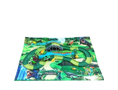 Los Niños Que Compiten Con El Carril de La Curva de Juguete de Pista de Dinosaurio 128 Piezas