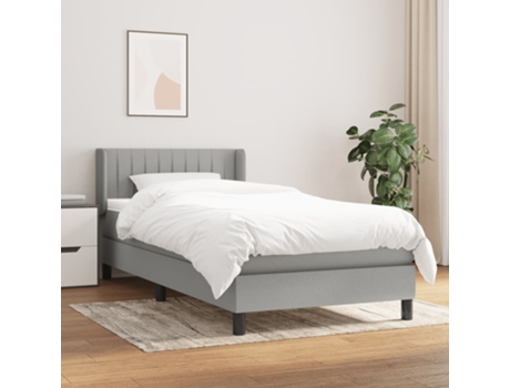 vidaXL Cama con somier y colchón 90x190 cm tela gris claro