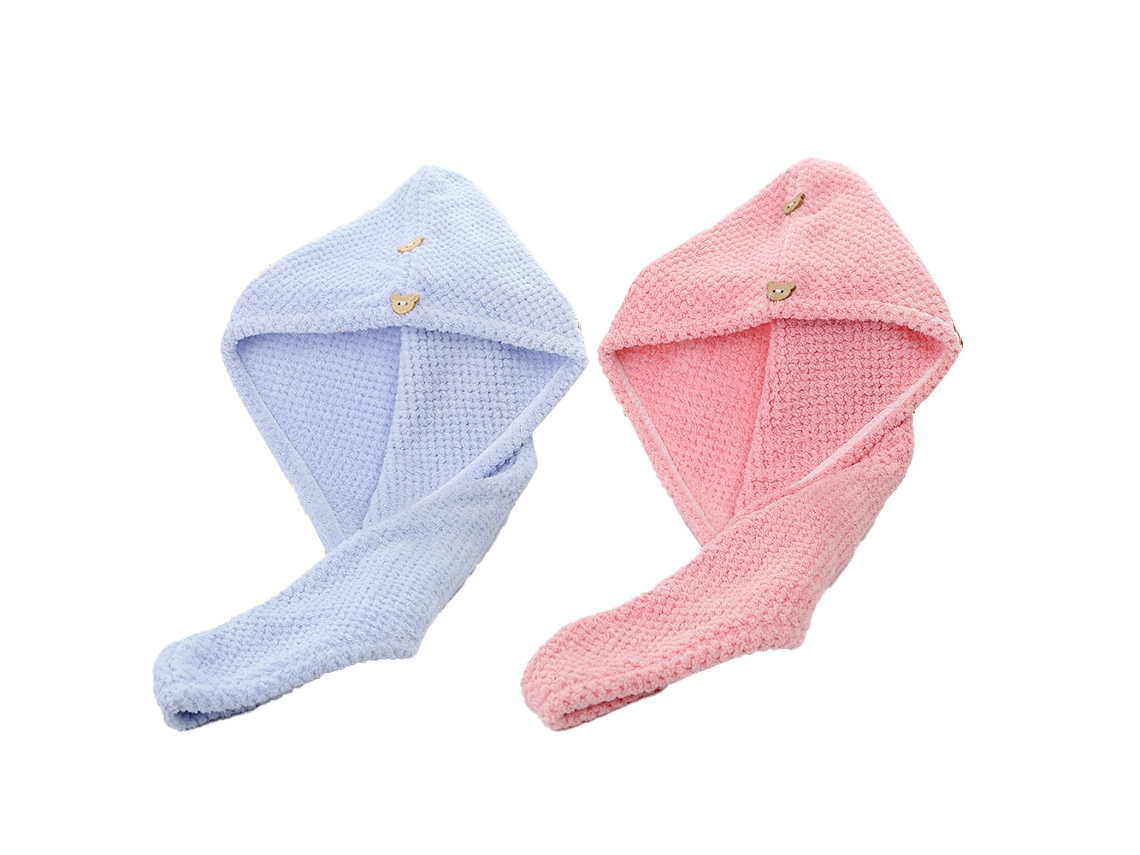 Conjunto de Toalla KOFIHETY Absorbentes Secar Cabello Turbantes Secado Rápido Diseño Azul - 2pcs (Talla Única)