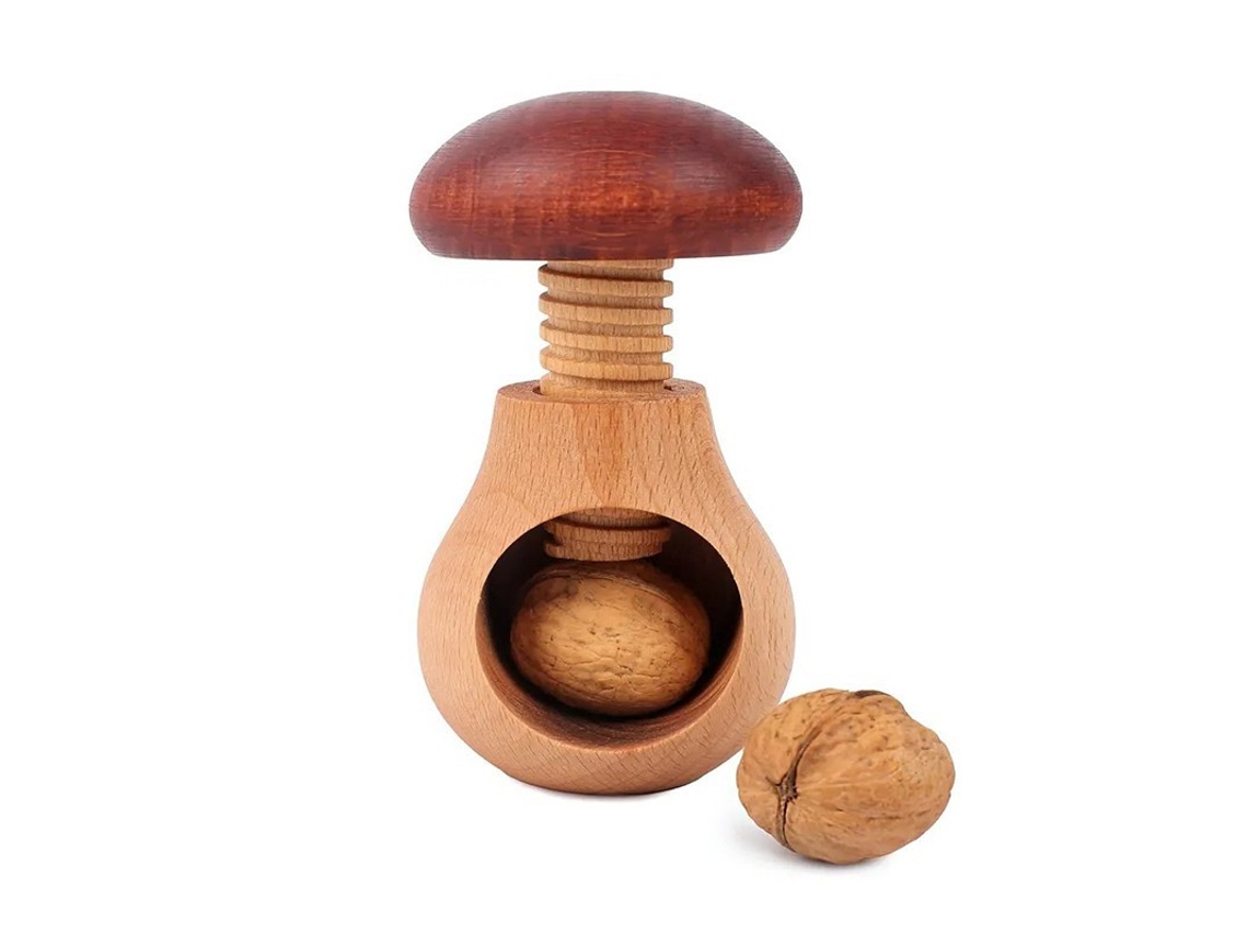 Cascanueces creativo en forma de hongo, madera de haya, utensilio doméstico marrón Tommy01