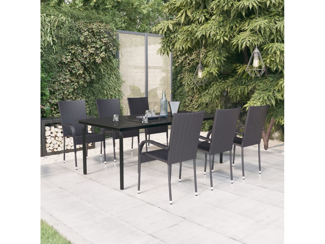 Juego de comedor de jardín de 7 piezas DKD Home Decor en negro