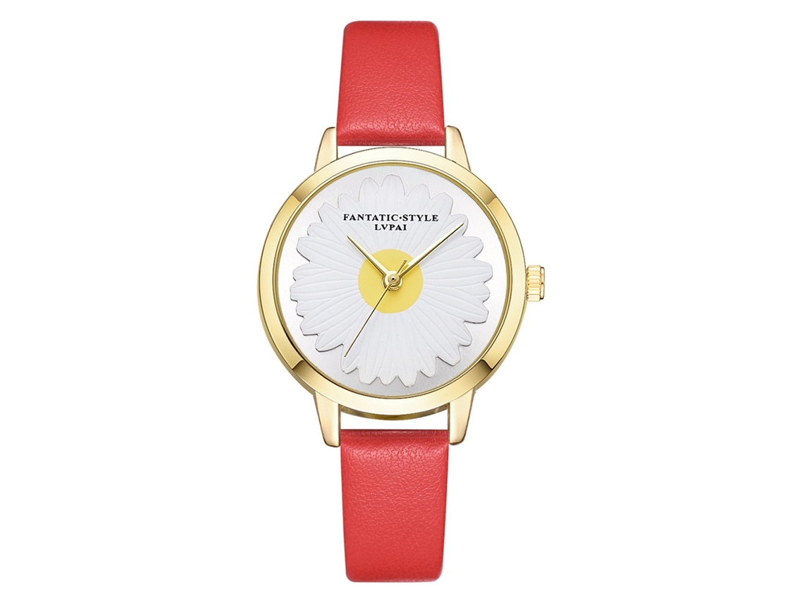 Reloj De Pulsera De Cuarzo Lvpai Elegante E Informal Para Mujer Con Correa De Pu Roja.