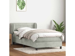 Cama Individual | Cama Box Spring Con Colchón Terciopelo Gris Claro 80x210 Cm