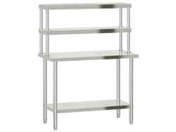 Mesa de trabajo de cocina con estante MAISON EXCLUSIVE Acero inoxidable (110x55x150 cm)