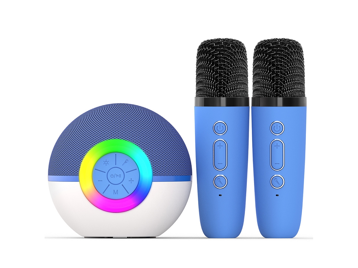 Máquina De Karaoke Infantil - Altavoz De Karaoke Bluetooth - Micrófono Todo En Uno - Azul