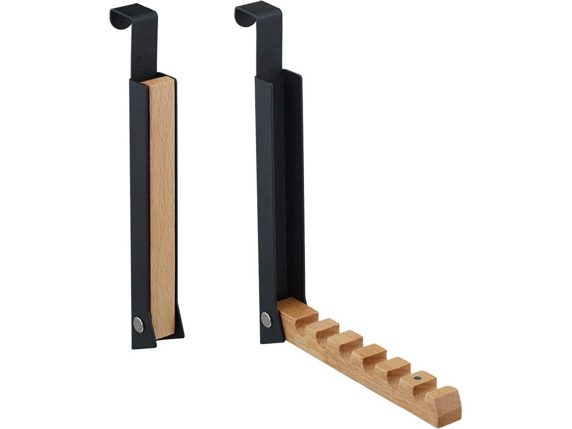 Perchero Plegable Para Puerta, 2 Piezas, Con 6 Perchas, Negro