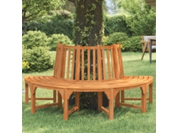 Banco de árbol semicircular de 208 cm de diámetro, eucalipto macizo, DKD Home Decor