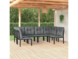 Conjunto de salón de jardín de mimbre negro y gris de Dkd Home Decor