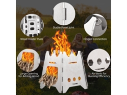 Estufa De Camping Plegable Portátil De Acero Inoxidable Para Leña, Ideal Para Acampar, Hacer Senderismo, Picnics Y Barbacoas.