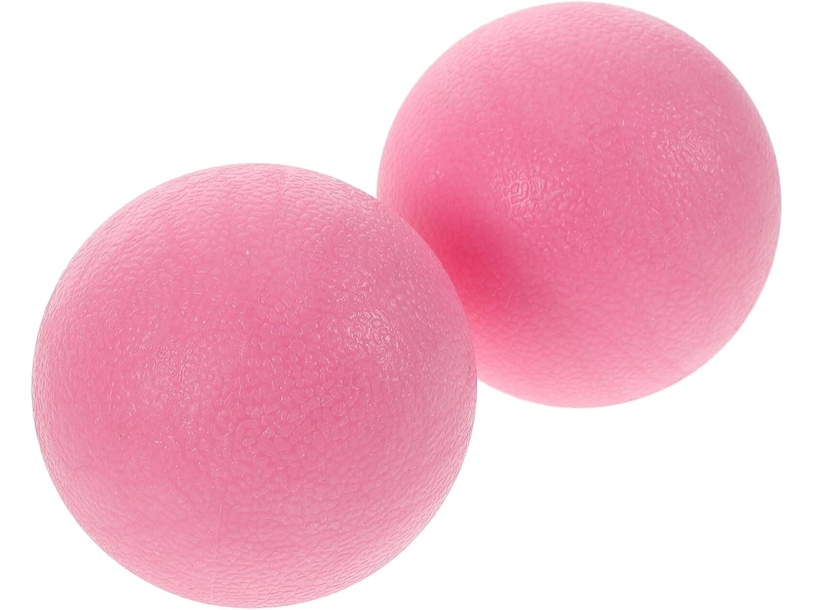 Juego de 2 pelotas de masaje muscular de TPE, mini pelotas de ejercicio, color rosa claro, para un masaje preciso.