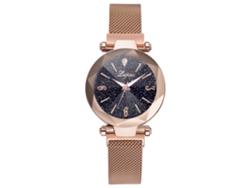 Reloj De Pulsera Sencillo E Informal Para Mujer De Aleación Con Movimiento De Cuarzo En Oro Rosa.