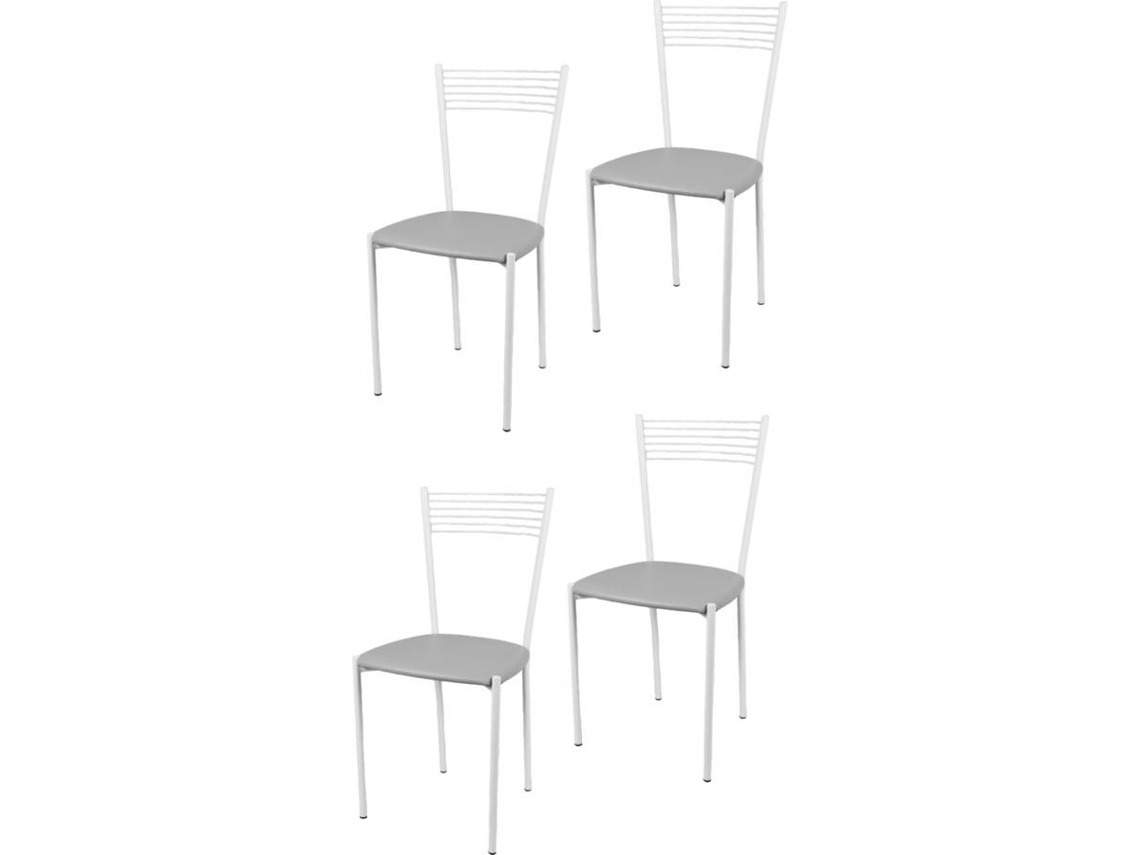 Conjunto de 4 Cadeiras T M C S Elegance MB102GRI (Cinzento Claro - 87x42x44 cm - Aço)